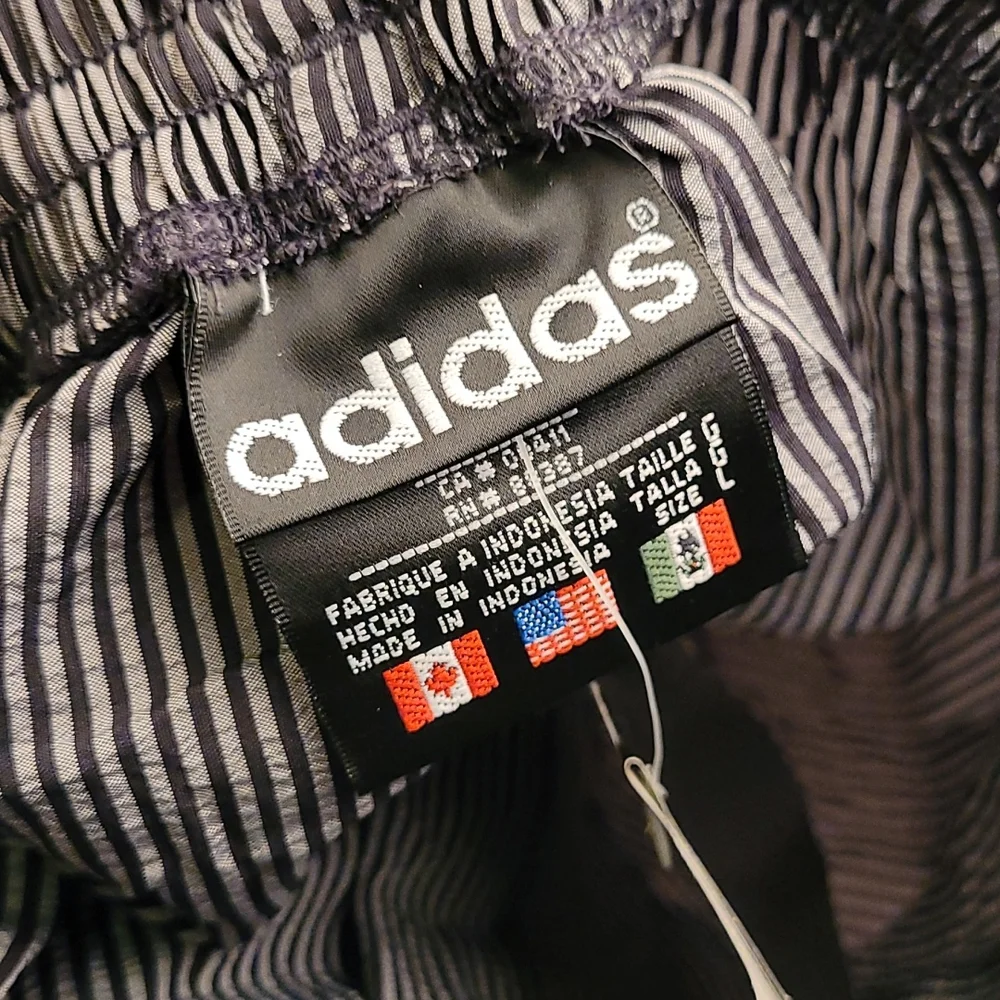 ADIDAS Grey Black Striped Lauderdale VTG Mens Large Athletic Running Shorts RARE